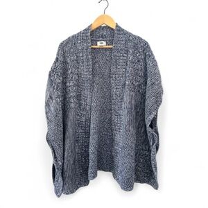 Old Navy Heathered White and Blue Open Front Poncho Sleeve Open Front Cardigan